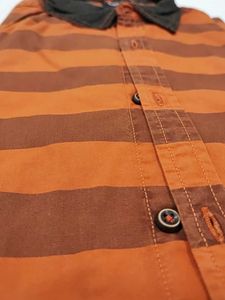 Blue Saint Orange Striped Casual Shirt