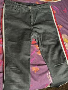 Black Jeans With Side Red &amp; White Piping