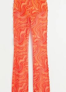 Orange Mesh Flared Leggings With Inbuilt Panty