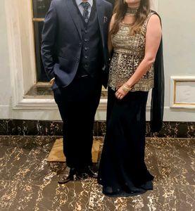 Designer Navy Blue Peplum Set