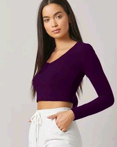 Purple Long Sleeve Crop Top