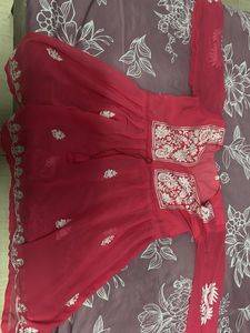 Red Embroidered Kurta
