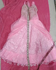 Baby Pink Party Wear Net Frock