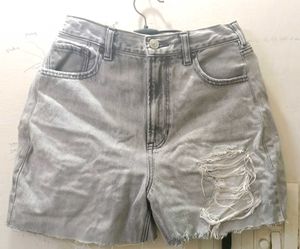 Distressed Denim Grey Shorts