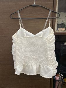 White Ruched Cami Top