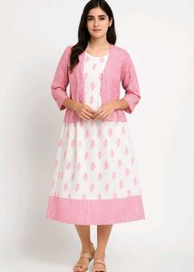 Pink Floral Dress &amp; Cardigan Set