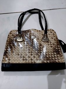 Fashion Checker Print Handbag Women Office Casual Party Tote Bag - Brown