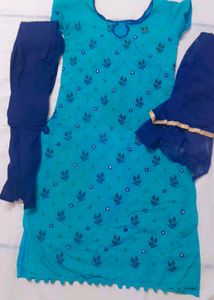 Blue Embroidered Kurta Set