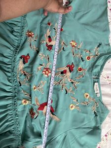 Ethnic Peplum Kurta - Mason Green Color