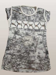Grey Tie-Dye Embellished Top