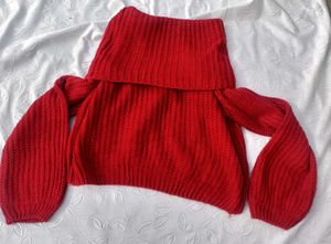 Chic Red Off-Shoulder Sweater