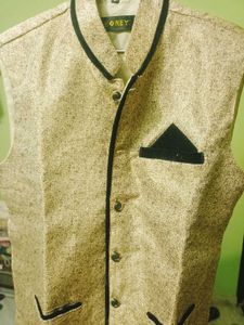 Ethnic Half Jacket Golden Color