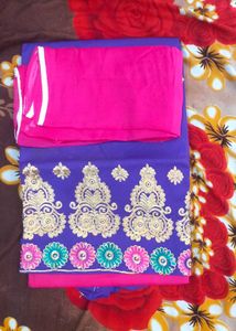 Combo Of Unstitched  Suit With Cotton Dupatta