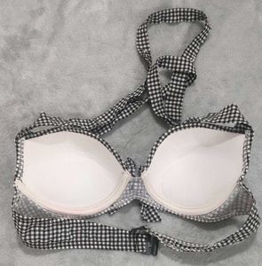 Gingham Patted Halterneck Bikini Top