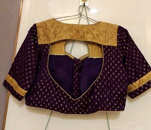 Embroidered Purple stiched padded blouse
