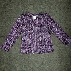 Purple Paisley Open Front Cardigan