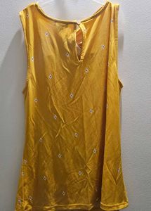 Ann Taylor Mustard Knotted Front SleevelessTop