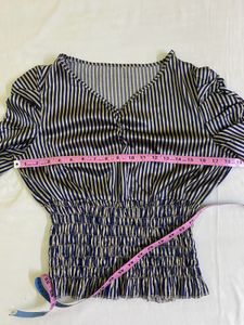 Striped Satin V-Neck Top Bust 36
