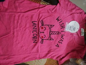 Cute Pink Graphic Tee With Denim Bottom