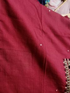 Maroon Cotton Embroidered Kurta