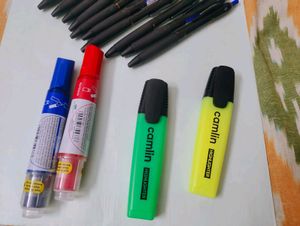 10 Pentonic Pens, 2 Markers And Highlighters