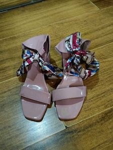 Pink Heels with Scarf Detail