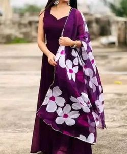 Wine Colour Kurta With Dupatta