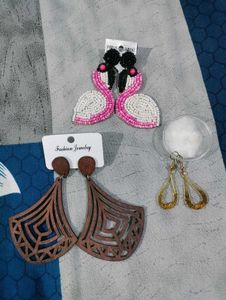 Stylish Earrings Set – Wooden , Beaded & Glass