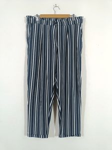 Zudio Navy Blue and White Stripes Palazzo (Women)