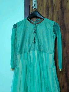 Teal Embellished Anarkali Dress(Size-M)