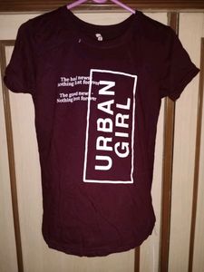 XMAS SALE!!!🌲 FESTER Women's Maroon Printed Round Neck Pure Cotton T-shirt