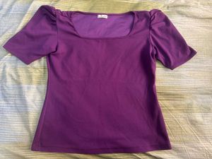 Purple Puff Sleeves Top