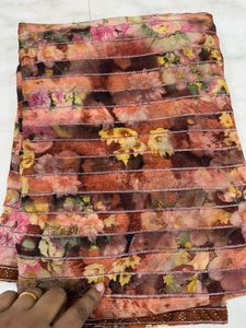 Floral Print Saree Available In 4 Different Shades