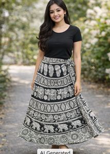 Boho Elephant Print Wrap Skirt