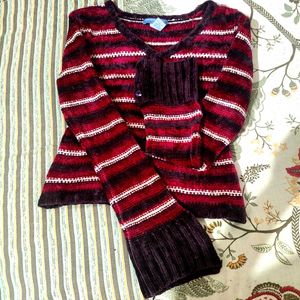 Striped Knit Cardigan Or Sweat Shirt