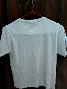 Ribbed White Crewneck Tee