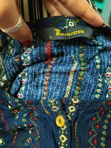 Navy Printed Midi Dress