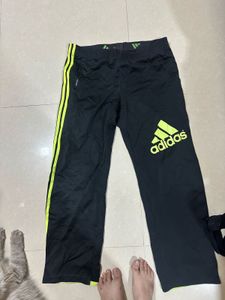 Adidas Original Black Track Pants | Neon Logo