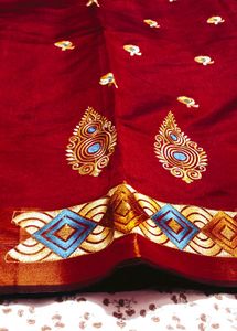 Elegant Maroon Embroidered Saree