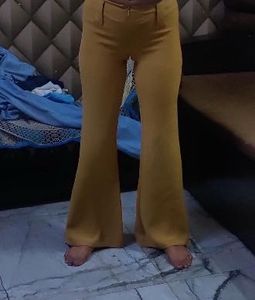 Khaki Flare Leg Trousers