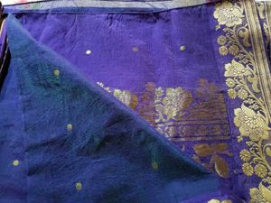 Blue Banarasi Silk Saree With Blose 36&#34;