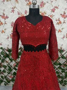 (FIX PRICE)Stunning Red Sequin Lehenga Choli