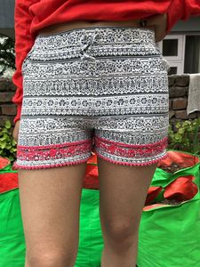 Patterned Shorts with Crochet Trim