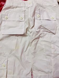 White Cargo Pants for Women - Relaxed Fit