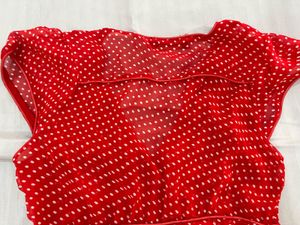 Red Polka Dot top with a white bow