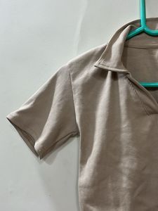 Beige Ribbed Crop Top | New, Unused