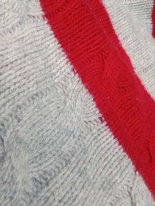 Comfortable Red &amp; Grey Pure Wool Sweater