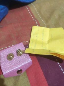 Gold Stud Earrings With Original Bill