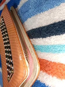 Peach Wallet with Silver Embellishments