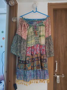 Boho Off-Shoulder Patchwork beach Dress